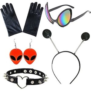 Alien Party Dress Eye Lens Buckle Earrings Necklace Gloves Five piece Set Lightinthebox