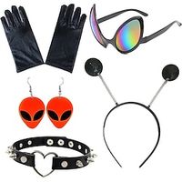 Alien Party Dress Eye Lens Buckle Earrings Necklace Gloves Five piece Set Lightinthebox - thumbnail