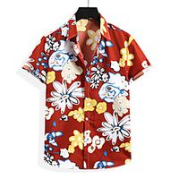 Men's Shirt Floral Graphic Print Short Sleeve Casual Tops Casual Tropical Beach White Blue Wine Lightinthebox - thumbnail