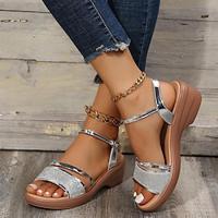 Women's Wedges Sandals for Women Sandals 4.5cm Heels golden Platform Women's Sandals Summer Shoes Gold Sandals Silver Sandals Platform Sandals for Women Lightinthebox - thumbnail