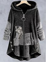 Casual Loose Cat Cashmere Cardigan Zipper Coat