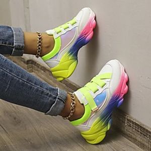 Women's Trainers Athletic Shoes Round Toe PU Solid Colored White Black Lightinthebox