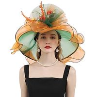 Hats Organza Kentucky Derby Church Wedding Fancy With Flower Tulle Headpiece Headwear Lightinthebox - thumbnail