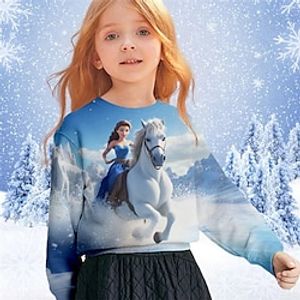Girls' 3D Princess Sweatshirt Pullover Long Sleeve 3D Print Spring Fall Fashion Streetwear Adorable Polyester Kids 3-12 Years Crew Neck Outdoor Casual Daily Regular Fit Lightinthebox