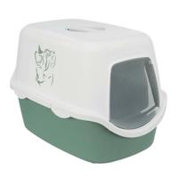 Trixie Vico Cat Litter Tray Printed With Hood - Green 40X40X56Cm