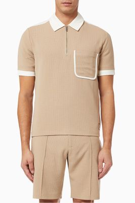 Morris Zip Slim Fit Polo Shirt in Jersey Morris Zip Slim Fit Polo Shirt in Jersey