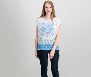 Side-Tie Printed Solid Top  Blue Combo