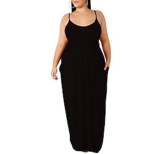 Women's Plus Size Loungewear Dress Pure Color Casual Comfort Soft Street Daily Vacation Polyester Breathable Straps Sleeveless Dress Backless Spring Summer Black Light Green Lightinthebox