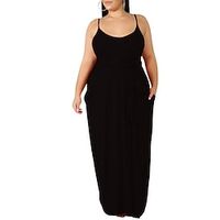 Women's Plus Size Loungewear Dress Pure Color Casual Comfort Soft Street Daily Vacation Polyester Breathable Straps Sleeveless Dress Backless Spring Summer Black Light Green Lightinthebox - thumbnail