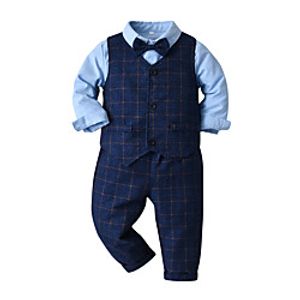 Kids Toddler Boys' Clothing Set 4 Pieces Long Sleeve Blue Plaid Casual  Daily Festival Basic 2-6 Years Lightinthebox