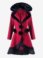 Faux Fur Patchwork Tie Back Women Coats