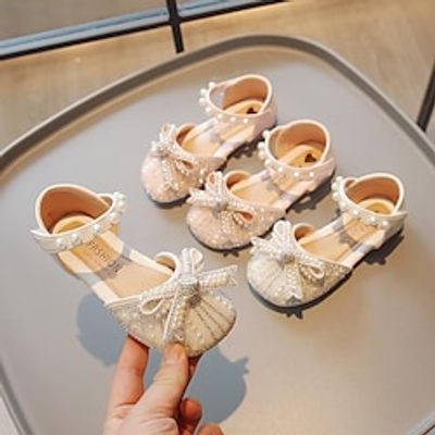 Girls' Flats Daily Glitters Dress Shoes Lolita PU Breathability Non-slipping Big Kids(7years ) Little Kids(4-7ys) Toddler(2-4ys) School Wedding Party Walking Shoes Dancing Bowknot Pearl Crystal Lightinthebox