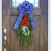 USA Independence Day Wreath with Festive Bow, Vine Circle: Ideal Window or Wall Decoration for Celebrating the Holiday Spirit Lightinthebox