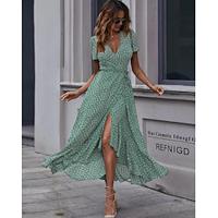 Women's V Neck Midi Dress Short Sleeve Summer Spring Lightinthebox