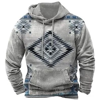 Men's Pullover Hoodie Sweatshirt Brown Gray Hooded Bohemian Style Graphic Prints Print Daily Sports 3D Print Basic Streetwear Designer Spring   Fall Clothing Apparel Hoodies Sweatshirts  miniinthebox