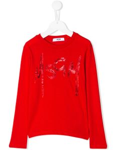 Msgm Kids sequin logo sweatshirt - Red