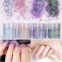 1 Set Mixed Colors Purple Sequins Glitter Dust Powder 3D Nail Art Decoration