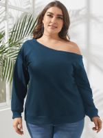 YOINS Plus Size One Shoulder Long Sleeves Blouse - thumbnail