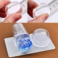 Transparent Silicone Nail Art Stamper Stamping Template With Cap Scraper