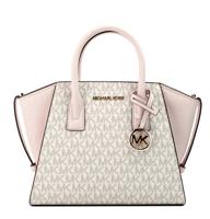 Michael Kors Avril Small Powder Blush PVC Leather Top Zip Satchel Crossbody Bag (63509)