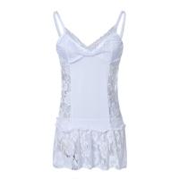 Women Sexy Bridal Lace Cosplay Sleepshirts Transparent White Wedding Skirt Temptation Nightdress Set - thumbnail