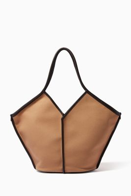 Calella Medium Tote Bag in Leather & Canvas