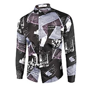 Men's Shirt Color Block Geometry Long Sleeve Daily Tops Cotton Basic White Black Lightinthebox