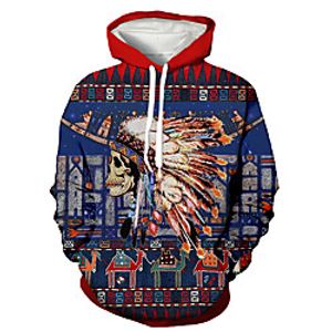 Men's Pullover Hoodie Sweatshirt Graphic Prints Skull Print Casual Daily Sports 3D Print Sportswear Casual Hoodies Sweatshirts  Blue miniinthebox