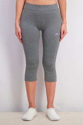 Womens Capri Plain Leggings Melange Grey Womens Capri Plain Leggings Melange Grey