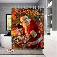 Christmas Santa Claus Shower Curtain - Waterproof, Machine Washable, and Perfect for Bathroom Decor Xmas Gift miniinthebox - thumbnail