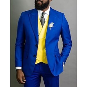 Royal Blue Men's Wedding Suits Solid Colored 3 Piece Business Formal Plus Size Single Breasted Two-buttons 2023 miniinthebox