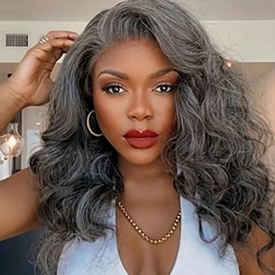 Curly Wavy Wigs For Women Mid-length Curly Hair Wig Side Part Mixed Gray White Wigs Natural Synthetic Female Long Wig Lightinthebox