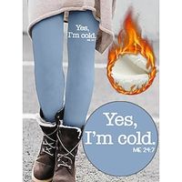 Women's Fleece Lined Leggings Full Length Warm Winter Leggings High Waist Active Streetwear Outdoor Street Lotus Black S M Fall  Winter Lightinthebox - thumbnail