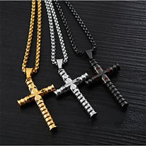 Men's Pendant Necklace Cross Punk Titanium Steel Silver Gold Black 60 cm Necklace Jewelry 1pc For Anniversary Gift Birthday Party Festival Lightinthebox