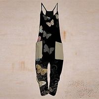 Women's Jumpsuit Pocket Print Animal Crew Neck Streetwear Street Daily Regular Fit Sleeveless Army Green Dark Gray White S M L Spring Lightinthebox - thumbnail