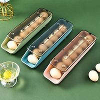 Household Automatic Safe Slide Egg Storage Box Drop-Proof Egg Tray Egg Holder Basket Closet Kitchen Fridge Storage Box Lightinthebox - thumbnail