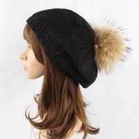 Women Warm Wool Knit Beanie Pure Color Thick Bonnet