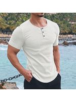 Men's Spring & Summer Henley Slim Fit Crewneck T-Shirt