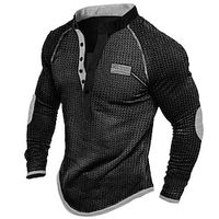 Men's T shirt Tee Waffle Henley Shirt Henley Shirt Tee Top Long Sleeve Shirt Color Block Henley Street Vacation Long Sleeve Patchwork Clothing Apparel Fashion Designer Basic miniinthebox - thumbnail