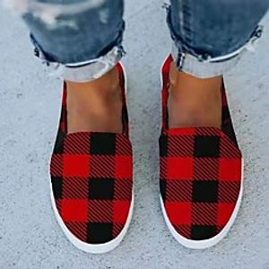 Women's Sneakers Slip-on Sneakers Flat Heel Round Toe Rubber Solid Colored Black / Red Red Army Green miniinthebox