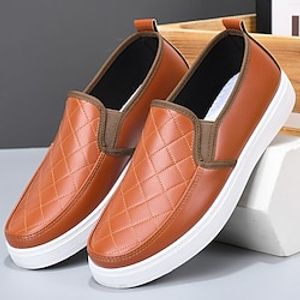 Men's Loafers  Slip-Ons Retro Walking Casual Daily Leather Comfortable Booties / Ankle Boots Loafer Black White Brown Spring Fall miniinthebox