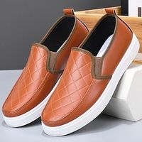 Men's Loafers  Slip-Ons Retro Walking Casual Daily Leather Comfortable Booties / Ankle Boots Loafer Black White Brown Spring Fall miniinthebox - thumbnail