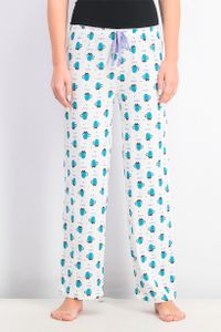 Womens Meow Printed Sleepwear Pants  White Combo