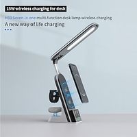 7-In-1 Wireless Charging Desk Lamp Multifunctional Eye Protection LED Foldable Mobile Phone Wireless Charging Desk Lamp miniinthebox - thumbnail
