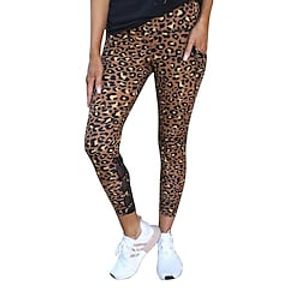 Women's Fashion Tights Leggings Side Pockets Patchwork Print Ankle-Length Pants Leisure Sports Weekend Stretchy Leopard Comfort Mid Waist Brown S M L XL Lightinthebox