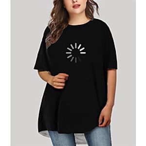 Women's Plus Size Dress T Shirt Dress Tee Dress Short Mini Dress Short Sleeve Floral Graphic Print Basic Fall Summer Black XL XXL 3XL 4XL 5XL Lightinthebox