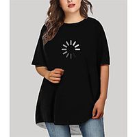 Women's Plus Size Dress T Shirt Dress Tee Dress Short Mini Dress Short Sleeve Floral Graphic Print Basic Fall Summer Black XL XXL 3XL 4XL 5XL Lightinthebox - thumbnail