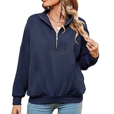 Women's Black Pink Royal Blue Solid  Plain Color Quarter Zip Home Daily Daily Shirt Collar Regular Fit S Lightinthebox