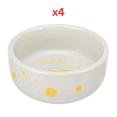 Trixie Bowl Spotlight Comic Guinea Pigs Ceramic Bowl For Small Pets - Orange 11cm (Pack Of 4)