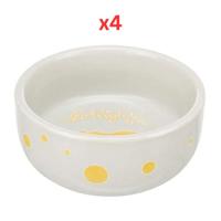 Trixie Bowl Spotlight Comic Guinea Pigs Ceramic Bowl For Small Pets - Orange 11cm (Pack Of 4)